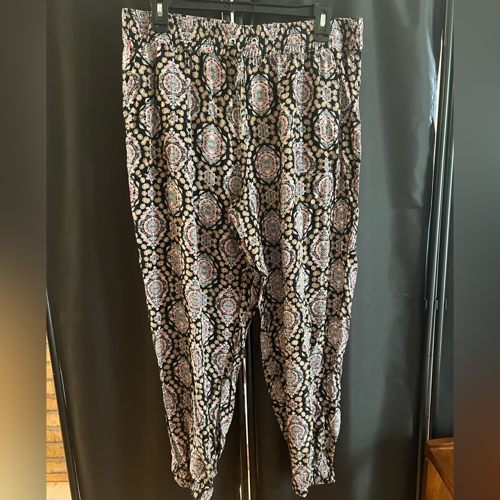 Style & Co. Black Skirt with Pink and Cream Floral Design